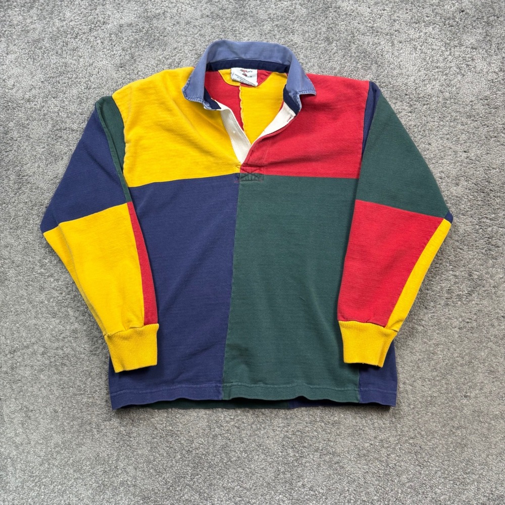 Barbarian Colorblock Rugby Shirt Multi Color Size Medium Vintage Made in Canada